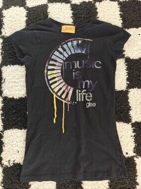 Glee Music Is My Life Graphic Tee in Black & Gray